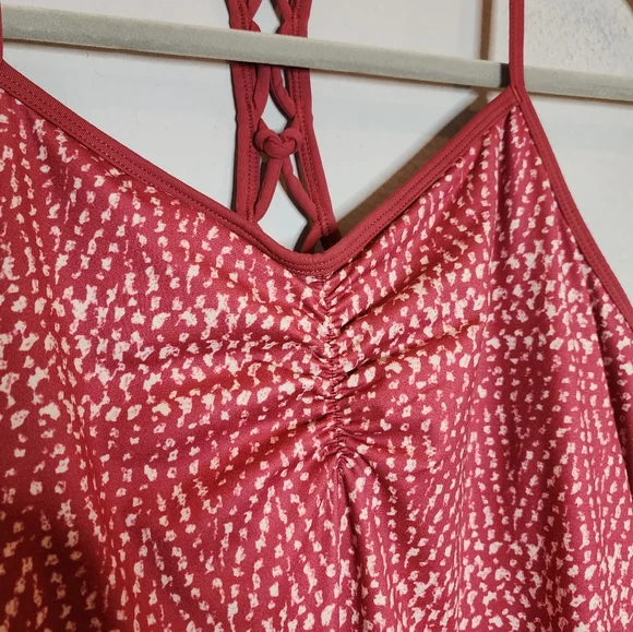 Prana Elixir Racerback Dress Crushed Cran Sumatra Pink Red Built In Bra Medium - Picture 5 of 16